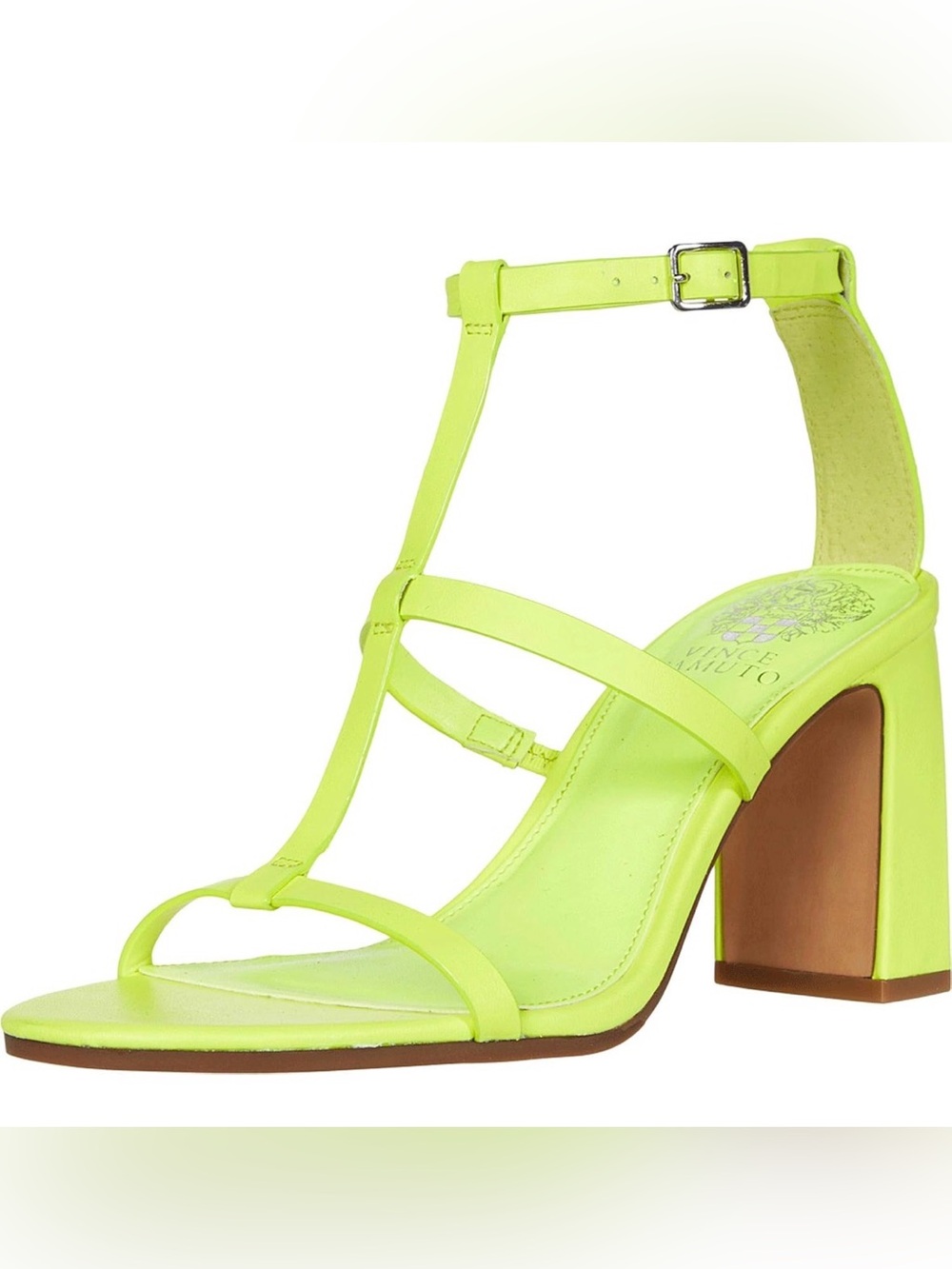 Vince Camuto Neon Yellow Leather Strappy Heels Sandals Balindah Size 8 1/2